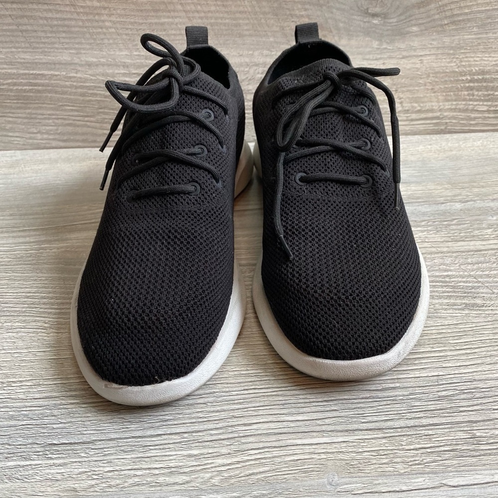 Aldo comfortable black fabric mesh lace up slip on sneakers white bottom 8.5 - Picture 4 of 10